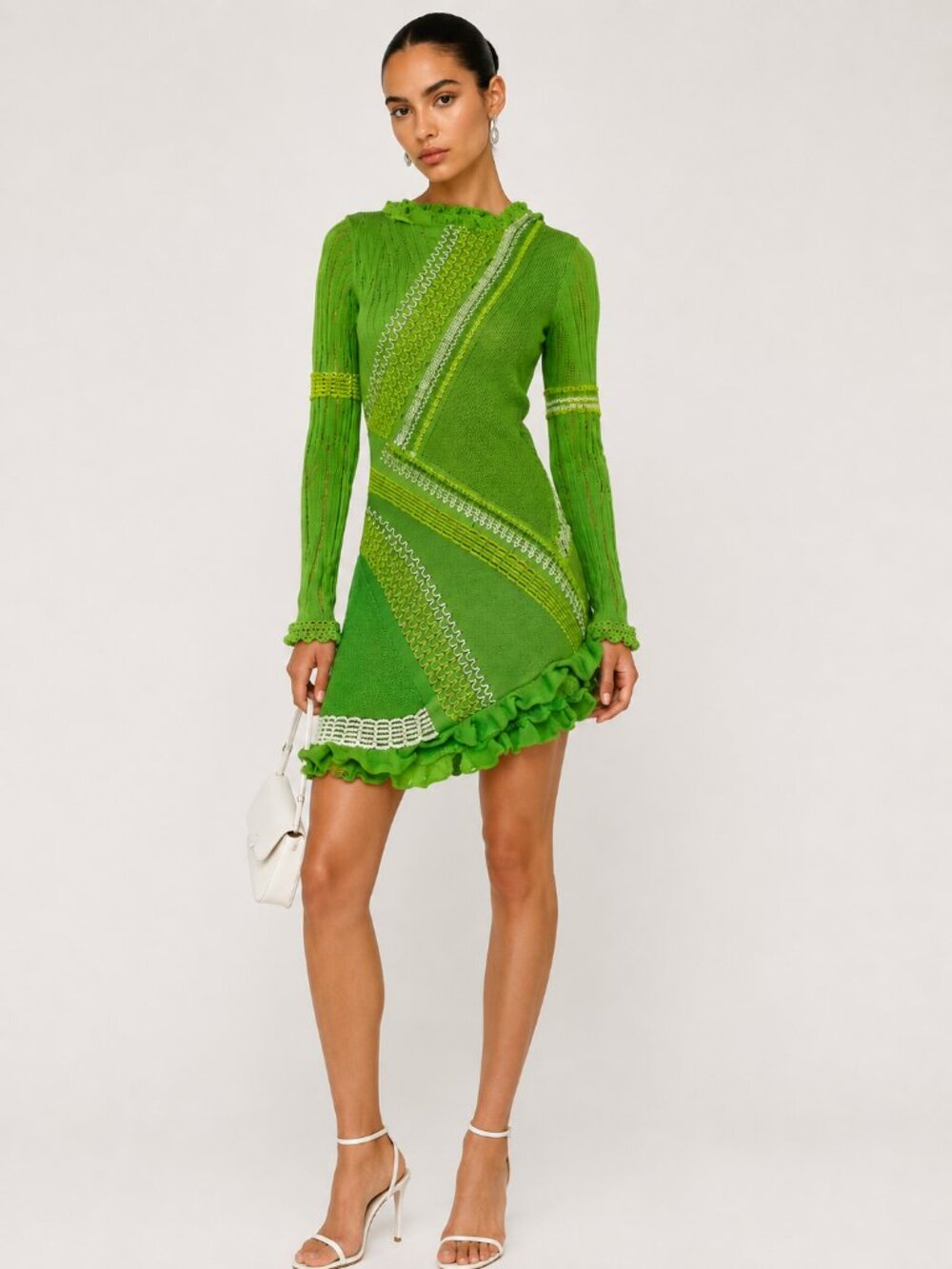 Roberta Einer Ali Cotton Knit Minidress in Green XS/S NWT